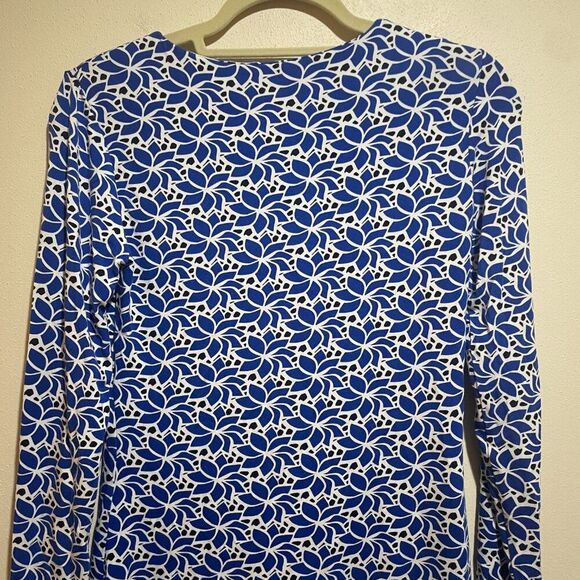 Diane Von Furstenburg Size 0 Reina L/S Long Sleeve Jersey Mini Dress Blue Floral - Picture 8 of 12